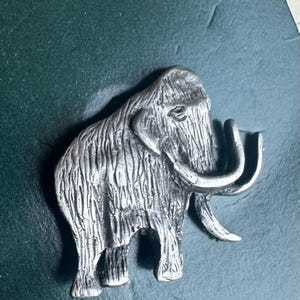 Authentic Handmade Wooly Mammoth Pewter Pin w/ Clutch Back - Vintage Canadian History Memorbilia from Royal BC Museum in Victoria Canada