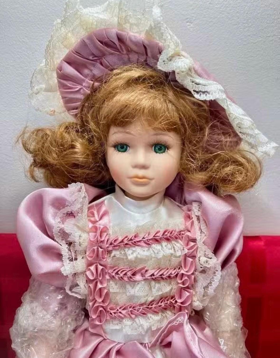 Vintage Porcelain Doll W/ Original Box & Stand - Angelina Visconti