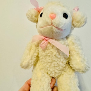 Vintage 90s Plush Lamb Sheep - Mechanical Joints - Stuffed Animal Toy