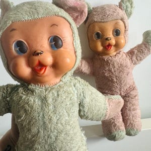 Vintage 1950s Rubber Face Teddy Set - NO TAGS