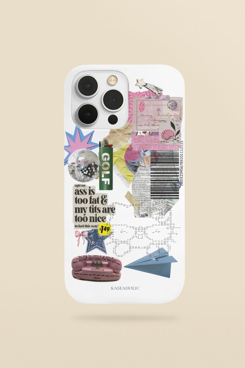 White Y2k aesthetic cute phone case with chic pink hello kitty print and trendy coquette vintage design magsafe iPhone case 16,15,14,13 image 3