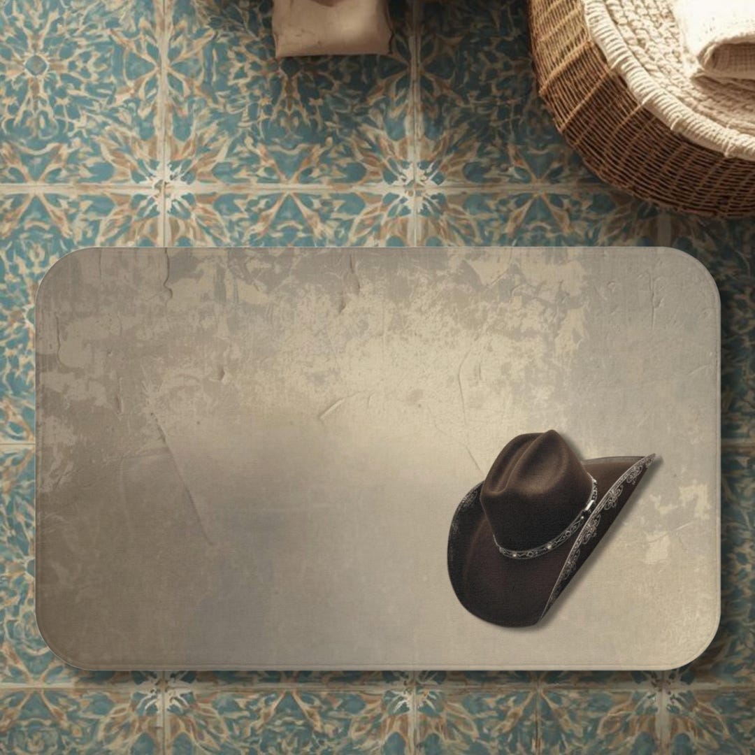 Rustic Cowboy Hat Bath Mat | Western Westernwear Shower Mat - Etsy
