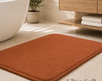 Massief terracotta badmat | Antislip badkamertapijt van traagschuim