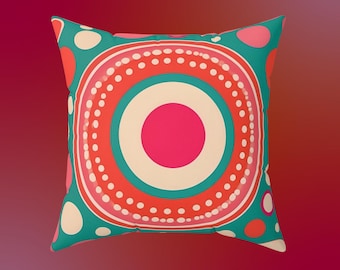 Cojín circular retro, decoración bohemia colorida para el hogar