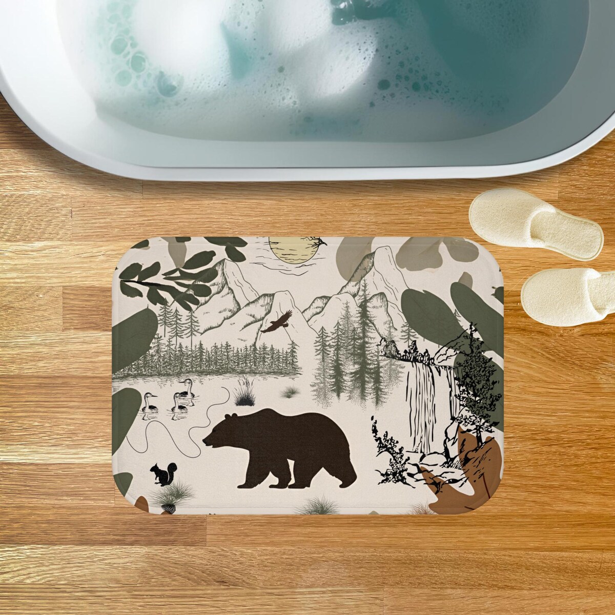 Nature-inspired Bath Mat for Rustic Homes, Mountain Decor, Wildlife Bathroom Accessory, Cozy Cabin Gift, Outdoor Enthusiast - Etsy