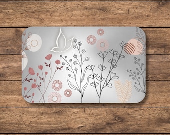 Floral Memory Foam Bath Mat, Modern Bathroom Decor