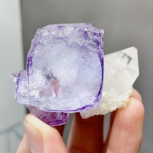 Natural Blue Purple Phantom Fluorite coexists with Crystal comes from Yaogangxian,Hunan 50*40*30MM