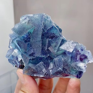 Natural Blue Purple Phantom Fluorite comes from Yindu,Inner Mongolia 95*30*65MM