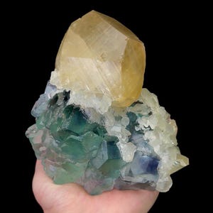 Fluorita y calcita verdes naturales, muestra mineral: Fujian, China