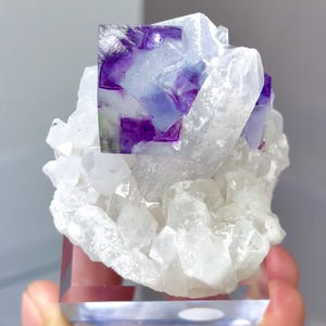 Natural Crystal Clusters and Purple Phantom Fluorite coexist comes from Yaogangxian,Hunan 50*40*35MM