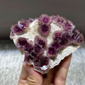 Natural Purple Cubic Fluorite comes from Anhui,China 105*80*25MM