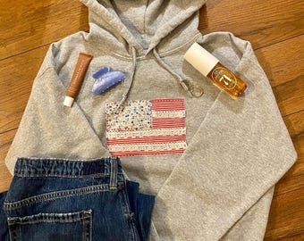 Patchwork Hoodie: American Flag
