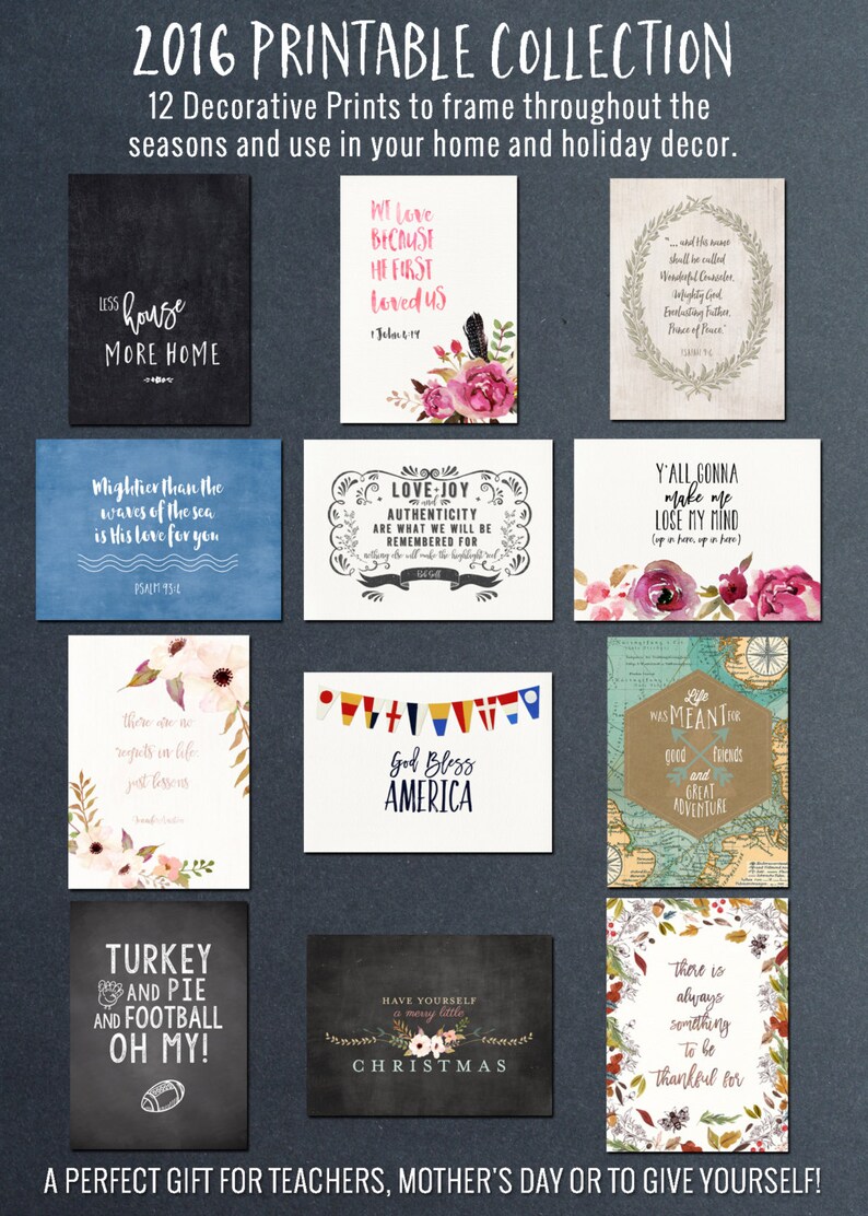 Printable Wall Art 5x7 Printables 12 Months of Printables Etsy