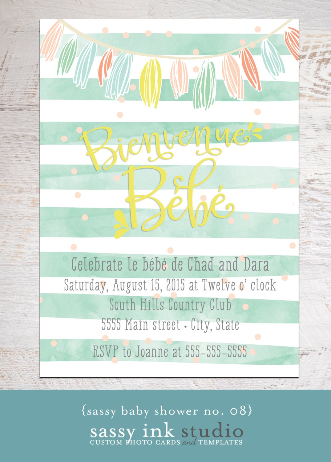 Welcome Baby Shower Invitation Bienvenue Bebe Customized Etsy