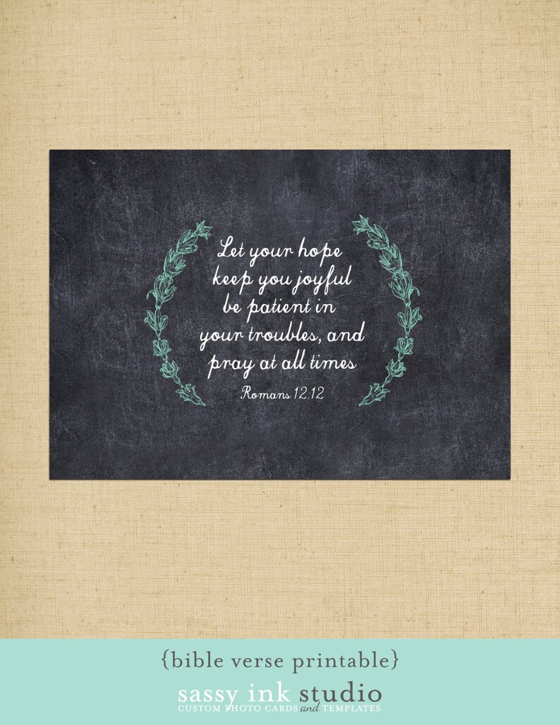 Chalkboard Art Bible Verse Printable Romans 1212 5x7 Etsy
