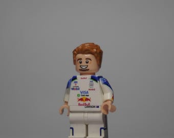 Figur Liam Lawson Racing Bulls F1 – Minifigur LEGO® Custom Impression UV, Cadeau Fan Formule 1, Teil der Faite Main-Sammlung