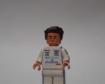 Figur Alex Albon Williams F1 – Minifigur LEGO® Custom Impression UV, Cadeau Fan Formule 1, Pièce de Collection Faite Main
