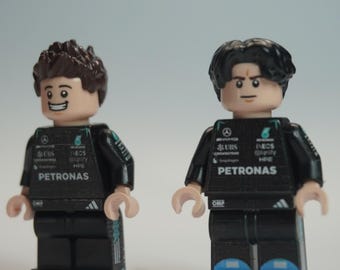 Benutzerdefinierte Mercedes F1 Minifiguren - Antonelli & Russel UV gedruckt (2er-Set)