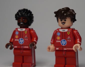 Kundenspezifische Ferrari F1 Minifiguren - Hafter, Leclerc UV gedrucktes Duo