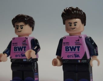 Lot 2 Figuren Alpine F1 - Gasly & Colapinto - Minifigur LEGO® Custom Impression UV, Cadeau Fan Formule 1 Fait Main