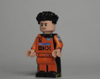 Figur Lando Norris McLaren F1 - Minifigur LEGO® Custom Impression UV, Cadeau Fan Formule 1, Pièce de Collection Faite Main