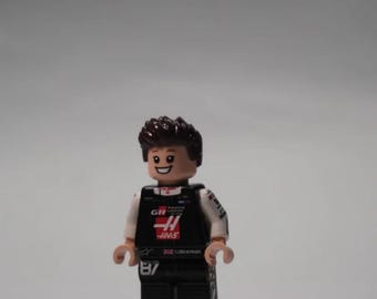 Figur Oliver Bearman Haas F1 - Minifig LEGO® Custom Impression UV, Cadeau Fan Formule 1, Pièce de Collection Faite Main