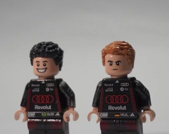 Los 2 Figuren Audi F1 - Hülkenberg & Bortoleto - Minifig LEGO® Custom Impression UV, Cadeau Fan Formule 1 Fait Main