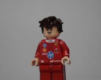 Custom LEGO® Minifigur Charles Leclerc Ferrari F1 - UV-Druck, handgefertigtes Sammlerstück