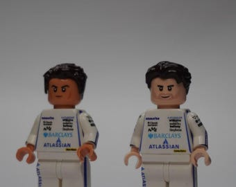 Lot 2 Figuren Williams F1 - Sainz & Albon - Minifigur LEGO® Custom Impression UV, Cadeau Fan Formule 1 Fait Main