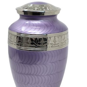 Lavender Brass Cremation Urn for Adult Human Ashes - Memorial, Funeral, Burial, Cemetery, or Home Decor Urn