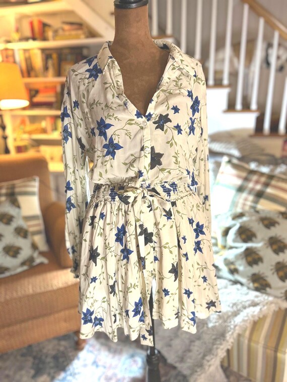 free people blue floral mini dress Free People Floral Printed Mini Dress – White Chocolate Couture main image 1