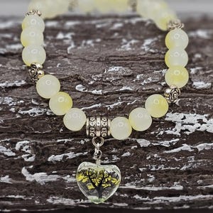 Yellow Beaded Bracelet With Heart Charm