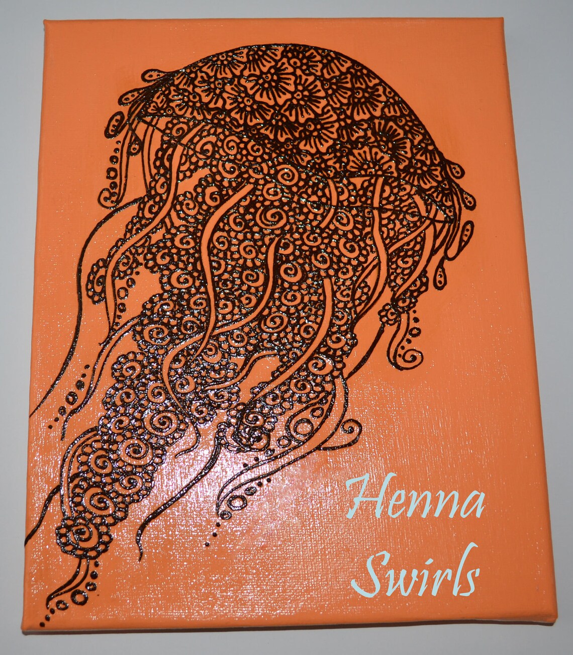 Jellyfish Painting Henna Art Mixed Media Painting Henna on Etsy