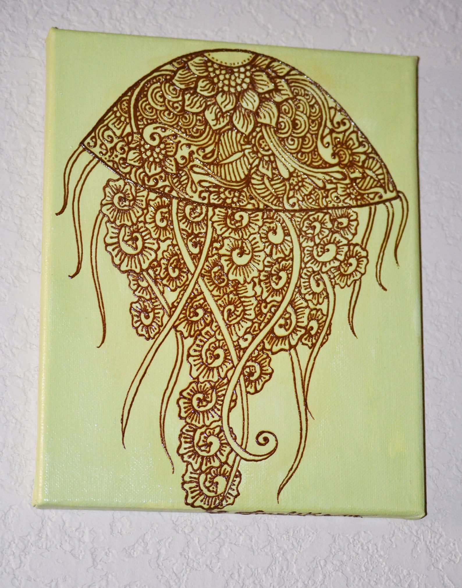 Jellyfish Painting Henna Art Mixed Media Painting Henna on Etsy