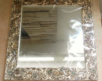 On Sale, Mirror with Henna, Original Henna Art- OOAK, Unique Global Henna Design