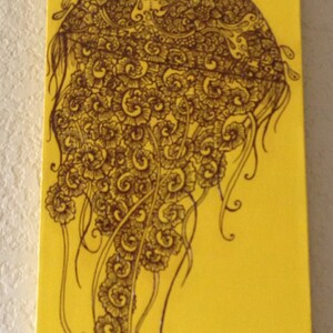 Original Acrylic Painting, Jellyfish with Henna Design, Mixed Media Painting, Sealife painting, Unique, OOAK, Art