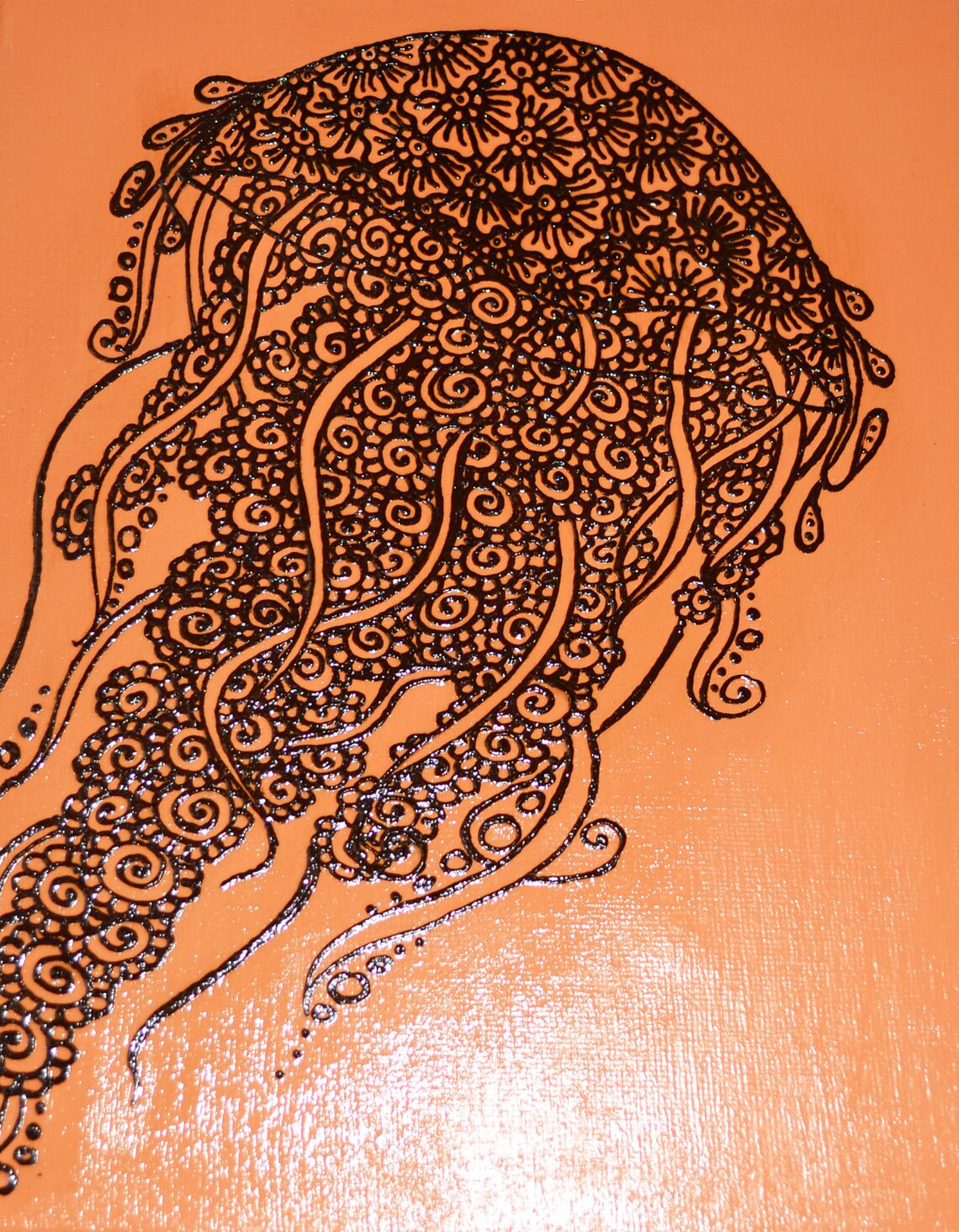 Jellyfish Painting Henna Art Mixed Media Painting Henna on Etsy