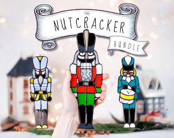 Stained Glass Nutcracker Pattern Bundle: 3 Unique Suncatcher Templates (Digital Download) Hobby + Commercial License