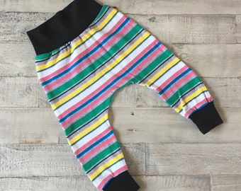 Baby Pants, Harem Pants, Baby Joggers, Cotton Pants, Colorful Stripes