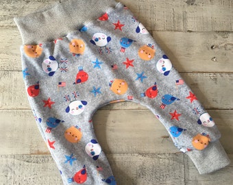 Baby Pants, Harem Pants, Baby Joggers, Cotton Pants, Patriotic Critters