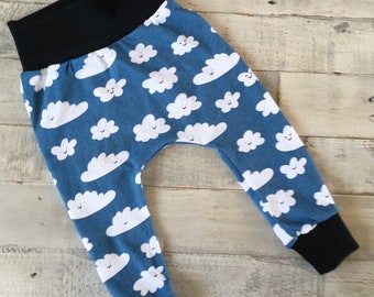 Baby Pants, Harem Pants, Baby Joggers, Cotton Pants, Foxes on Black