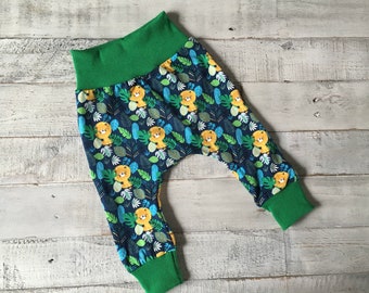 Baby Pants, Harem Pants, Baby Joggers, Cotton Pants, Lions in Forest