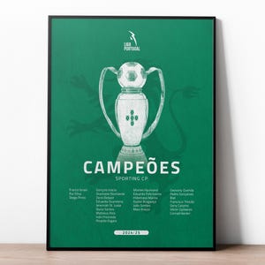 Sporting Campeões Poster, Sporting Football Prints, Primeira Liga, Soccer Wall Art, Boys Room Decor, Sport Poster, Football Gifts For Boys