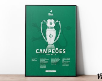 Sporting Campeões Poster, Sporting Football Prints, Primeira Liga, Soccer Wall Art, Boys Room Decor, Sport Poster, Football Gifts For Boys