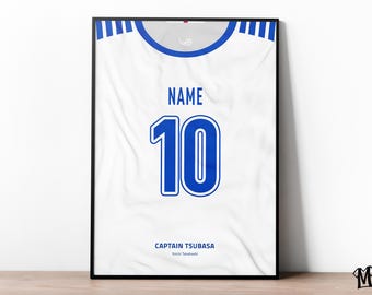 Captain Tsubasa Custom Jersey, Football Prints, Soccer Poster, Soccer Wall Art, Boys Room Decor, Custom Football Jersey, Football Gifts