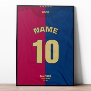 Barcelona Custom Jersey, Football Prints, Soccer Poster, Soccer Wall Art, Boys Room Decor, Custom Football Jersey, Football Gifts For Boys