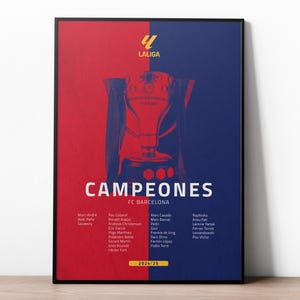 Barcelona Campeones Poster, Football Prints, La Liga Poster, Soccer Wall Art, Boys Room Decor, Sport Poster, Football Gifts For Boys