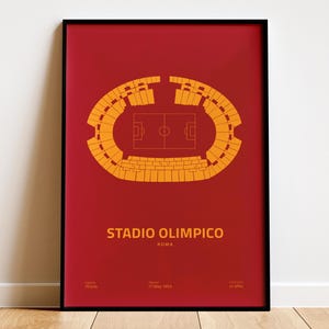 Poster Roma, Stampe di calcio, Poster dello stadio, Arte murale di calcio, Decorazione per la camera dei ragazzi, Poster sportivo, Regali di calcio per ragazzi