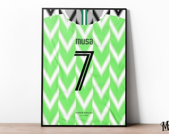 Nigeria 2018 Custom Jersey, Football Prints, Soccer Wall Art, Boys Room Decor, Custom Football Jersey, Football Gifts For Boys