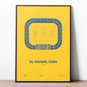 Al-Nassr Poster, Al-Awwal Park Print, Modern Football Poster, Sports Bedroom Poster, Minimalist Office Wall Art, Arena Stadium